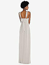 Rear View Thumbnail - Oyster Draped Chiffon Grecian Column Gown with Convertible Straps