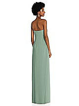 Alt View 4 Thumbnail - Seagrass Draped Chiffon Grecian Column Gown with Convertible Straps