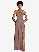 Front View Thumbnail - Sienna Draped Chiffon Grecian Column Gown with Convertible Straps