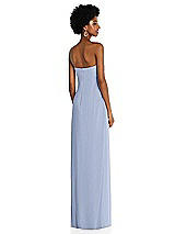 Alt View 4 Thumbnail - Sky Blue Draped Chiffon Grecian Column Gown with Convertible Straps