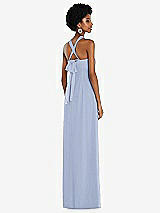 Side View Thumbnail - Sky Blue Draped Chiffon Grecian Column Gown with Convertible Straps