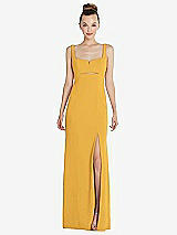 Front View Thumbnail - NYC Yellow Wide Strap Slash Cutout Empire Dress with Front Slit