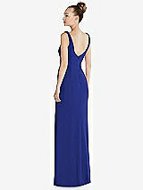Rear View Thumbnail - Cobalt Blue Wide Strap Slash Cutout Empire Dress with Front Slit
