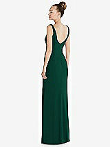 Rear View Thumbnail - Hunter Green Wide Strap Slash Cutout Empire Dress with Front Slit