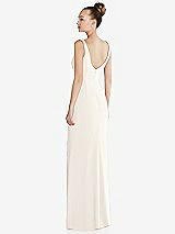 Rear View Thumbnail - Ivory Wide Strap Slash Cutout Empire Dress with Front Slit