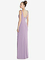 Rear View Thumbnail - Pale Purple Wide Strap Slash Cutout Empire Dress with Front Slit