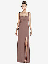 Front View Thumbnail - Sienna Wide Strap Slash Cutout Empire Dress with Front Slit