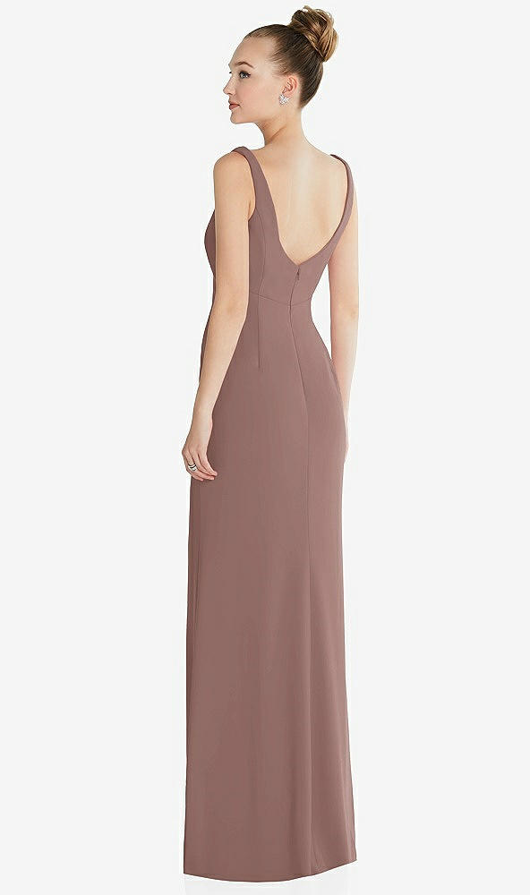 Back View - Sienna Wide Strap Slash Cutout Empire Dress with Front Slit