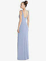 Rear View Thumbnail - Sky Blue Wide Strap Slash Cutout Empire Dress with Front Slit