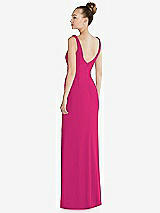 Rear View Thumbnail - Think Pink Wide Strap Slash Cutout Empire Dress with Front Slit