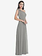 Alt View 2 Thumbnail - Chelsea Gray Draped One-Shoulder Maxi Dress with Scarf Bow