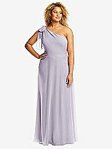 Front View Thumbnail - Moondance Draped One-Shoulder Maxi Dress with Scarf Bow