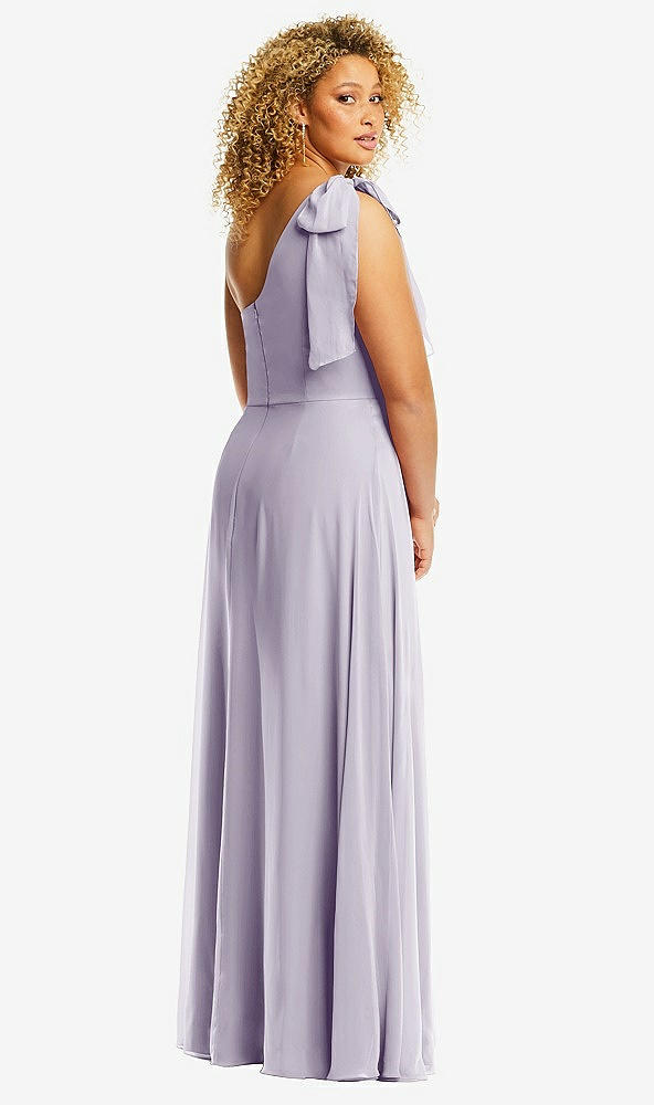 Back View - Moondance Draped One-Shoulder Maxi Dress with Scarf Bow