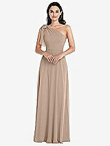 Alt View 1 Thumbnail - Topaz Draped One-Shoulder Maxi Dress with Scarf Bow