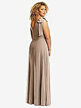 Rear View Thumbnail - Topaz Draped One-Shoulder Maxi Dress with Scarf Bow