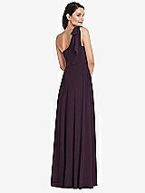Alt View 3 Thumbnail - Aubergine Draped One-Shoulder Maxi Dress with Scarf Bow