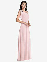 Alt View 2 Thumbnail - Ballet Pink Draped One-Shoulder Maxi Dress with Scarf Bow