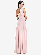 Alt View 3 Thumbnail - Ballet Pink Draped One-Shoulder Maxi Dress with Scarf Bow