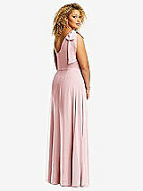 Rear View Thumbnail - Ballet Pink Draped One-Shoulder Maxi Dress with Scarf Bow