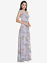 Alt View 2 Thumbnail - Butterfly Botanica Silver Dove Draped One-Shoulder Maxi Dress with Scarf Bow