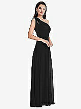 Alt View 2 Thumbnail - Black Draped One-Shoulder Maxi Dress with Scarf Bow