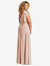 Rear View Thumbnail - Cameo Draped One-Shoulder Maxi Dress with Scarf Bow