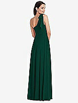 Alt View 3 Thumbnail - Hunter Green Draped One-Shoulder Maxi Dress with Scarf Bow
