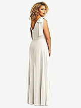 Rear View Thumbnail - Ivory Draped One-Shoulder Maxi Dress with Scarf Bow