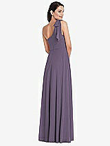 Alt View 3 Thumbnail - Lavender Draped One-Shoulder Maxi Dress with Scarf Bow