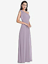Alt View 2 Thumbnail - Lilac Haze Draped One-Shoulder Maxi Dress with Scarf Bow