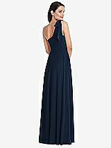 Alt View 3 Thumbnail - Midnight Navy Draped One-Shoulder Maxi Dress with Scarf Bow