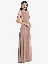 Alt View 2 Thumbnail - Neu Nude Draped One-Shoulder Maxi Dress with Scarf Bow