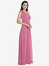 Alt View 2 Thumbnail - Orchid Pink Draped One-Shoulder Maxi Dress with Scarf Bow