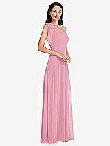 Alt View 2 Thumbnail - Peony Pink Draped One-Shoulder Maxi Dress with Scarf Bow
