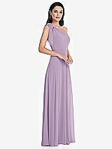 Alt View 2 Thumbnail - Pale Purple Draped One-Shoulder Maxi Dress with Scarf Bow