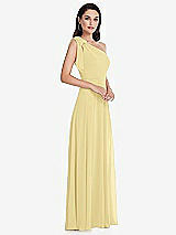 Alt View 2 Thumbnail - Pale Yellow Draped One-Shoulder Maxi Dress with Scarf Bow