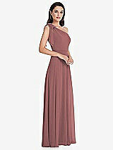 Alt View 2 Thumbnail - Rosewood Draped One-Shoulder Maxi Dress with Scarf Bow