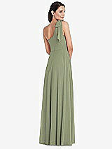 Alt View 3 Thumbnail - Sage Draped One-Shoulder Maxi Dress with Scarf Bow