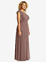 Side View Thumbnail - Sienna Draped One-Shoulder Maxi Dress with Scarf Bow