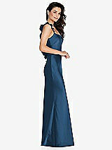 Side View Thumbnail - Dusk Blue Ruffle Trimmed Open-Back Maxi Slip Dress