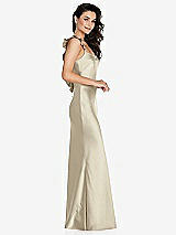 Side View Thumbnail - Champagne Ruffle Trimmed Open-Back Maxi Slip Dress