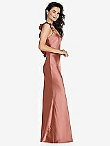 Side View Thumbnail - Desert Rose Ruffle Trimmed Open-Back Maxi Slip Dress