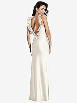 Front View Thumbnail - Ivory Ruffle Trimmed Open-Back Maxi Slip Dress