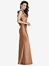 Side View Thumbnail - Toffee Ruffle Trimmed Open-Back Maxi Slip Dress