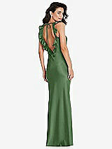 Alt View 2 Thumbnail - Vineyard Green Ruffle Trimmed Open-Back Maxi Slip Dress