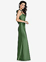 Side View Thumbnail - Vineyard Green Ruffle Trimmed Open-Back Maxi Slip Dress