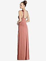 Rear View Thumbnail - Desert Rose Draped Twist Halter Low-Back Satin Empire Dress