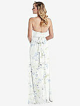 Alt View 7 Thumbnail - Bleu Garden Empire Waist Shirred Skirt Convertible Sash Tie Maxi Dress