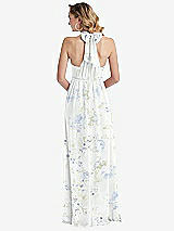 Rear View Thumbnail - Bleu Garden Empire Waist Shirred Skirt Convertible Sash Tie Maxi Dress