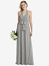 Alt View 1 Thumbnail - Chelsea Gray Empire Waist Shirred Skirt Convertible Sash Tie Maxi Dress